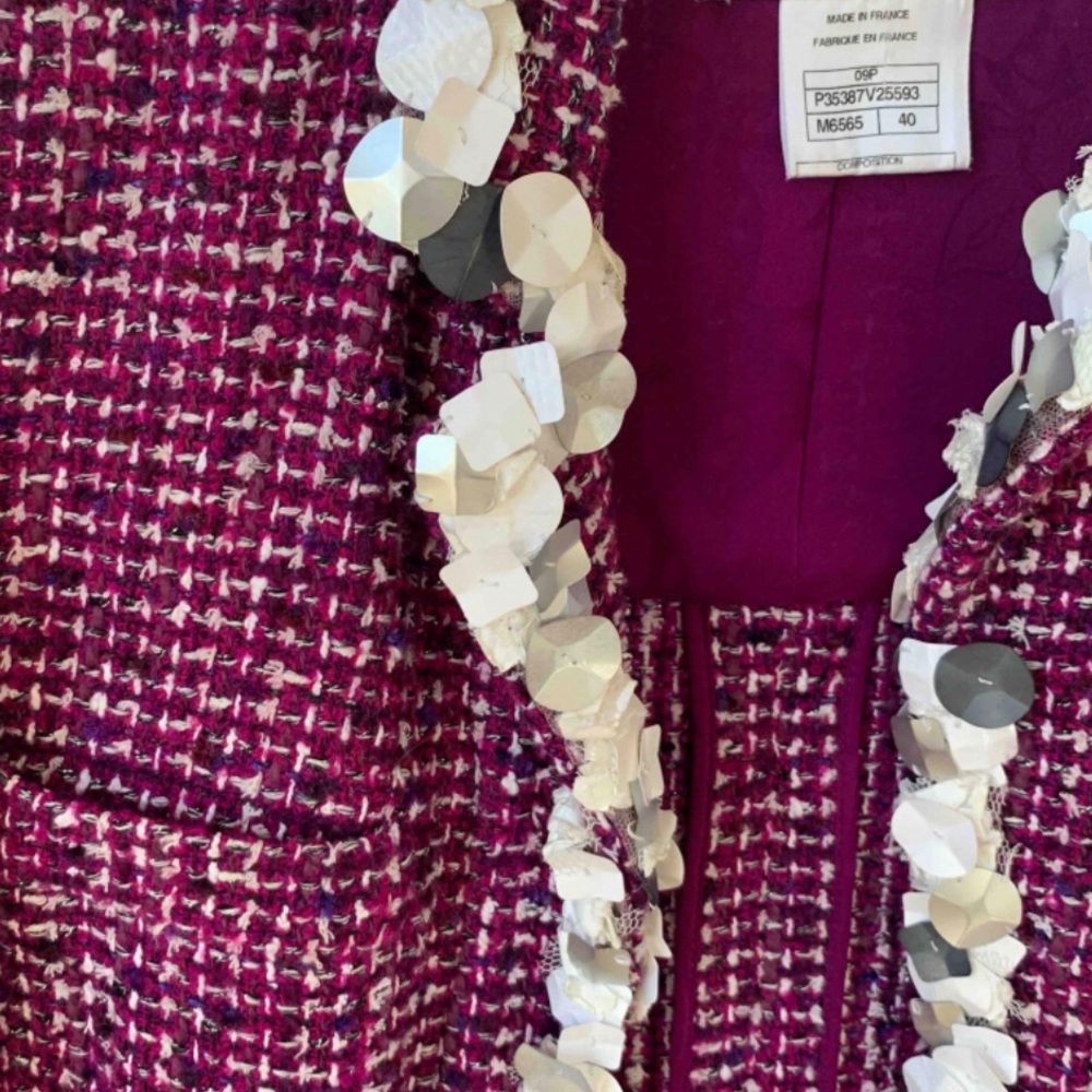 CHANEL Tweed Pearls Jacket Coat size 40/4 CHIC! - Picture 10 of 11